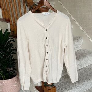 Boden Ivory Cream Cashmere Button-Up Cardigan Sweater